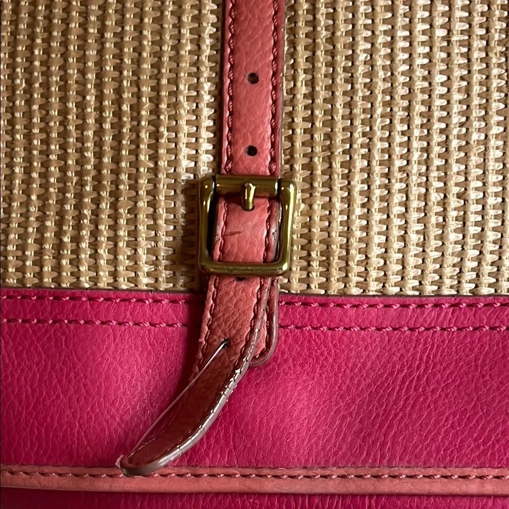 FOSSIL  Pink and Tan Woven Crossbody Bag